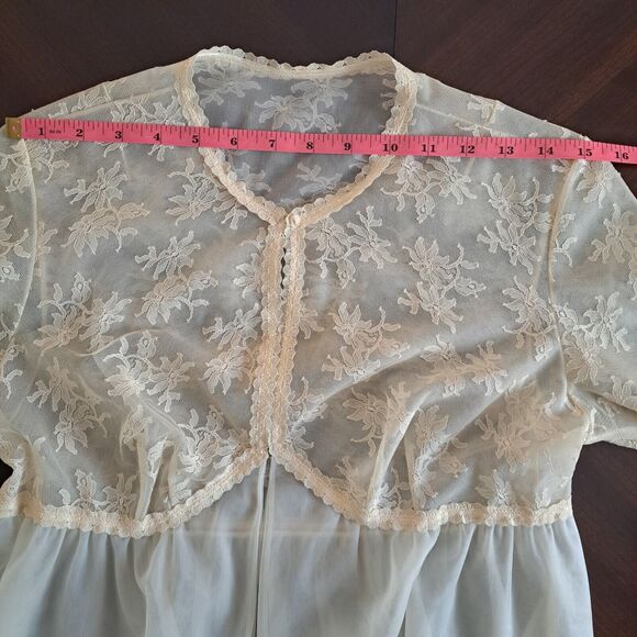 Vintage Vanity Fair Sz 32 Long Double Chiffon Robe & Sheer Lace  Romantic Flowy - Picture 8 of 16